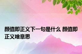 颜值即正义下一句是什么 颜值即正义啥意思