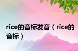 rice的音标发音（rice的音标）