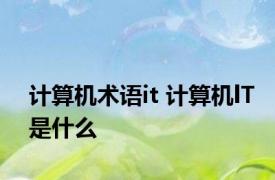 计算机术语it 计算机lT是什么