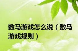 数马游戏怎么说（数马游戏规则）