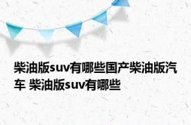 柴油版suv有哪些国产柴油版汽车 柴油版suv有哪些