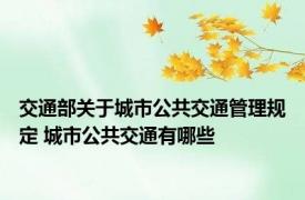 交通部关于城市公共交通管理规定 城市公共交通有哪些