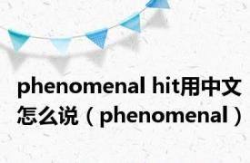 phenomenal hit用中文怎么说（phenomenal）