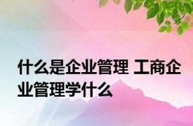 什么是企业管理 工商企业管理学什么