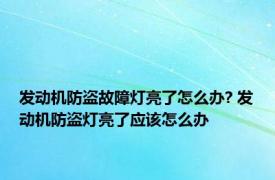 发动机防盗故障灯亮了怎么办? 发动机防盗灯亮了应该怎么办