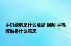 手机续航是什么意思 视频 手机续航是什么意思