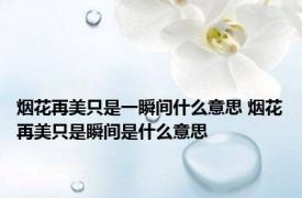 烟花再美只是一瞬间什么意思 烟花再美只是瞬间是什么意思