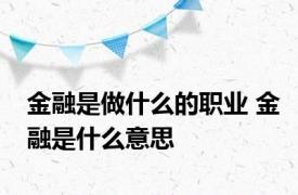 金融是做什么的职业 金融是什么意思