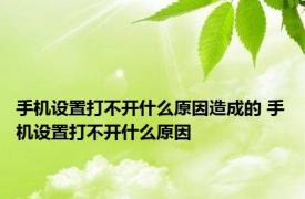 手机设置打不开什么原因造成的 手机设置打不开什么原因