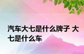 汽车大七是什么牌子 大七是什么车