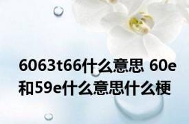 6063t66什么意思 60e和59e什么意思什么梗