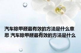 汽车除甲醛最有效的方法是什么意思 汽车除甲醛最有效的方法是什么