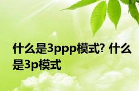 什么是3ppp模式? 什么是3p模式