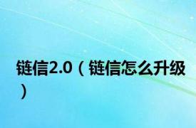 链信2.0（链信怎么升级）