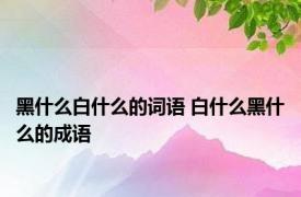 黑什么白什么的词语 白什么黑什么的成语