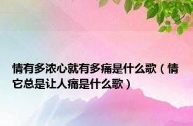 情有多浓心就有多痛是什么歌（情它总是让人痛是什么歌）