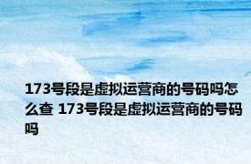 173号段是虚拟运营商的号码吗怎么查 173号段是虚拟运营商的号码吗