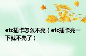 etc插卡怎么不亮（etc插卡亮一下就不亮了）