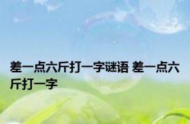 差一点六斤打一字谜语 差一点六斤打一字