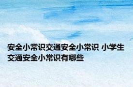 安全小常识交通安全小常识 小学生交通安全小常识有哪些