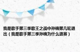 我是歌手第三季歌王之战中孙楠第几轮退出（我是歌手第三季孙楠为什么退赛）