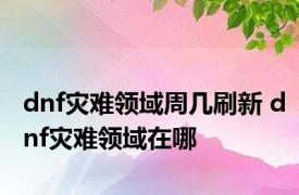 dnf灾难领域周几刷新 dnf灾难领域在哪