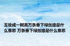 玉妆成一树高万条垂下绿丝绦是什么意思 万条垂下绿丝绦是什么意思