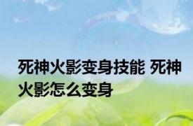 死神火影变身技能 死神火影怎么变身