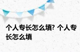 个人专长怎么填? 个人专长怎么填