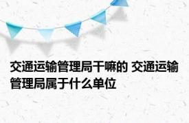 交通运输管理局干嘛的 交通运输管理局属于什么单位