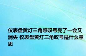 仪表盘黄灯三角感叹号亮了一会又消失 仪表盘黄灯三角叹号是什么意思