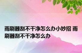 雨刷器刮不干净怎么办小妙招 雨刷器刮不干净怎么办