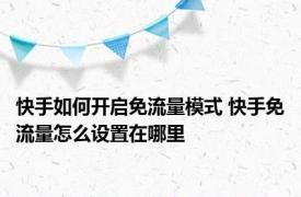 快手如何开启免流量模式 快手免流量怎么设置在哪里