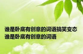 谁是卧底有创意的词语搞笑变态 谁是卧底有创意的词语