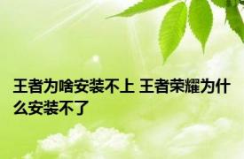 王者为啥安装不上 王者荣耀为什么安装不了