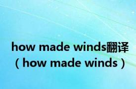 how made winds翻译（how made winds）