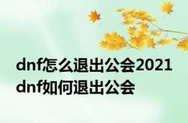 dnf怎么退出公会2021 dnf如何退出公会