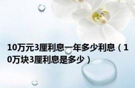 10万元3厘利息一年多少利息（10万块3厘利息是多少）