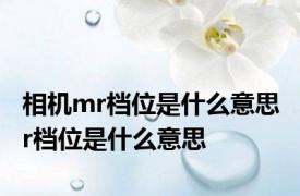 相机mr档位是什么意思 r档位是什么意思