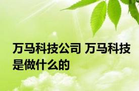 万马科技公司 万马科技是做什么的