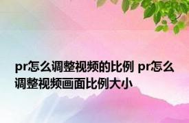 pr怎么调整视频的比例 pr怎么调整视频画面比例大小