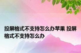 投屏格式不支持怎么办苹果 投屏格式不支持怎么办