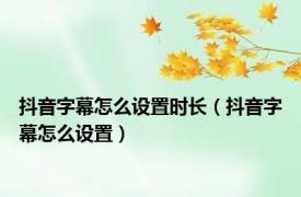 抖音字幕怎么设置时长（抖音字幕怎么设置）