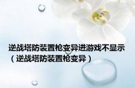 逆战塔防装置枪变异进游戏不显示（逆战塔防装置枪变异）