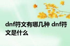 dnf符文有哪几种 dnf符文是什么