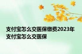 支付宝怎么交医保缴费2023年 支付宝怎么交医保