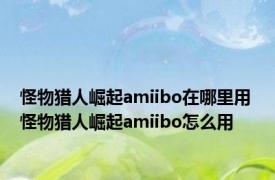 怪物猎人崛起amiibo在哪里用 怪物猎人崛起amiibo怎么用