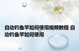 自动钓鱼竿如何使用视频教程 自动钓鱼竿如何使用