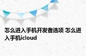 怎么进入手机开发者选项 怎么进入手机icloud