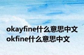 okayfine什么意思中文 okfine什么意思中文